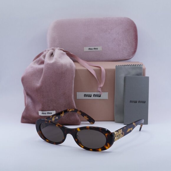 Miu Miu MU06ZS VAU06B Women Oval Sunglasses - Havana / Brown main image 6